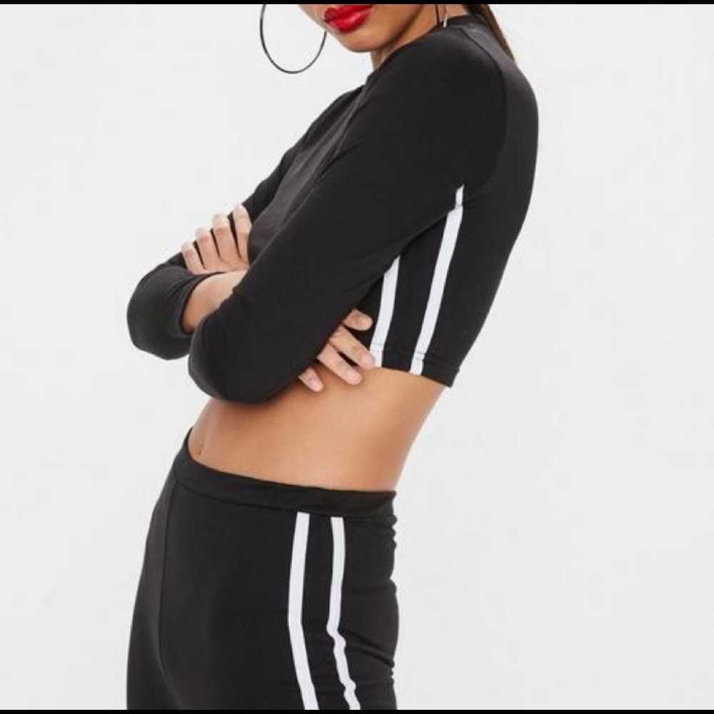 Black Side Stripe Long Sleeve Top